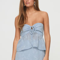 Rosenberg Strapless Top Blue