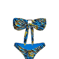 Calbira Strapless Bikini Top Blue Zebra