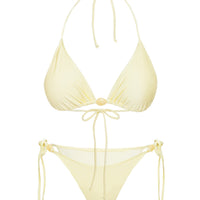 Hit The Beach Bead Detail Bikini Top Lemon
