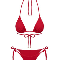 Glora Tie Side Ribbed Bikini Bottom Red