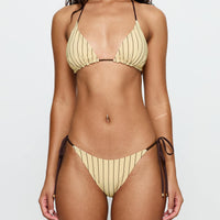 Glora Tie Side Bikini Bottom Yellow Stripe