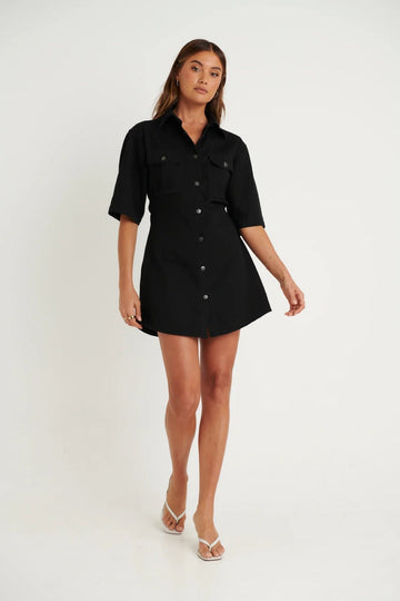 Kaneisha Denim Dress Black - FINAL SALE