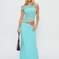 Aristocrat One Shoulder Mesh Set Blue