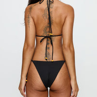 Glora Tie Side Beaded Bikini Bottom Black