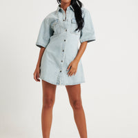 Kaneisha Denim Dress Vintage Blue - FINAL SALE