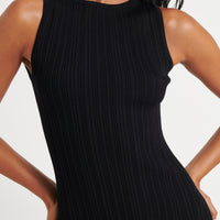 Peyton Ribbed Mini Dress Black