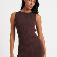 Peyton Ribbed Mini Dress Chocolate