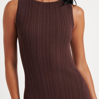 Peyton Ribbed Mini Dress Chocolate