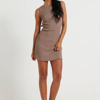 Peyton Ribbed Mini Dress Mocha