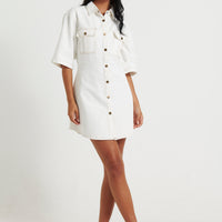 Kaneisha Denim Dress White - FINAL SALE