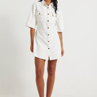 Kaneisha Denim Dress White - FINAL SALE