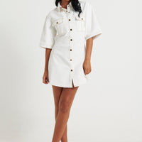 Kaneisha Denim Dress White - FINAL SALE