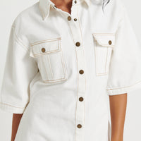 Kaneisha Denim Dress White - FINAL SALE