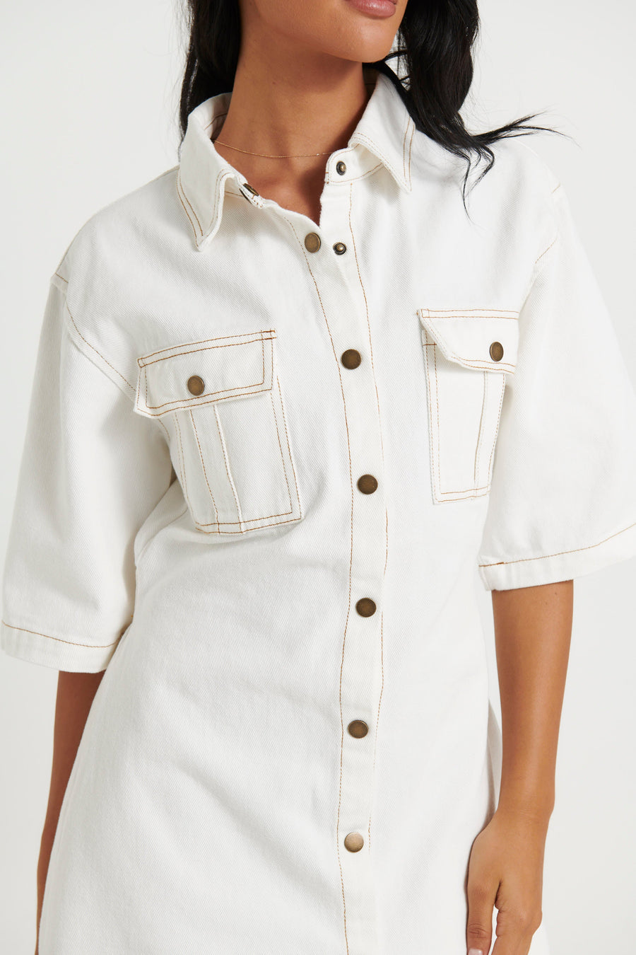Kaneisha Denim Dress White - FINAL SALE