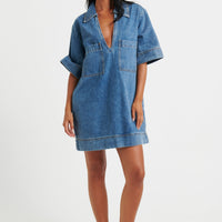 Rhythm Mini Denim Dress Indigo