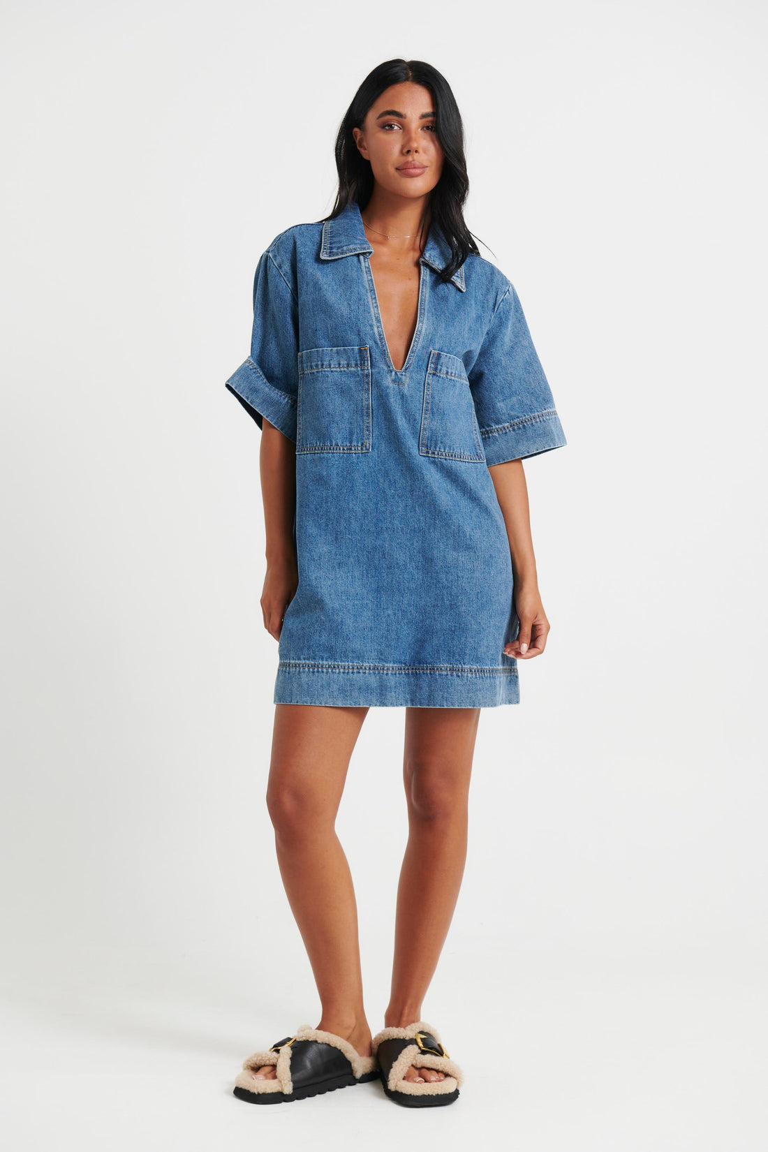 Rhythm Mini Denim Dress Indigo