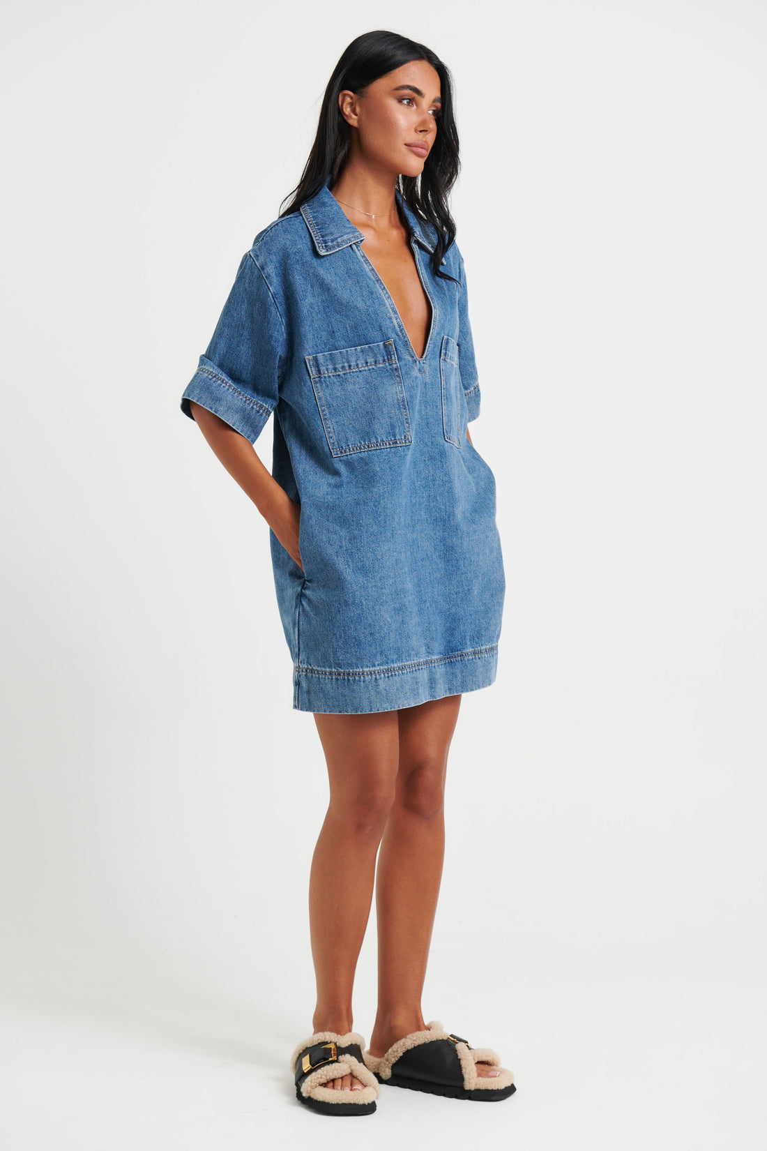 Rhythm Mini Denim Dress Indigo