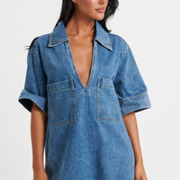 Rhythm Mini Denim Dress Indigo