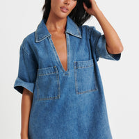 Rhythm Mini Denim Dress Indigo
