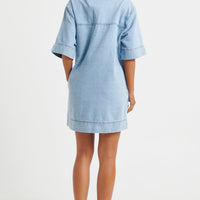 Rhythm Mini Denim Dress Sky Blue