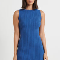 Peyton Ribbed Mini Dress Blue