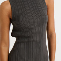 Peyton Ribbed Mini Dress Charcoal