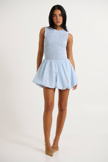 Charlotte Bubble Dress Blue Gingham - FINAL SALE