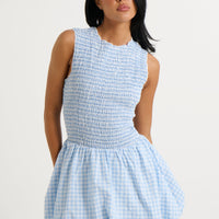 Charlotte Bubble Dress Blue Gingham - FINAL SALE