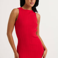 Peyton Ribbed Mini Dress Red
