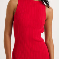 Peyton Ribbed Mini Dress Red