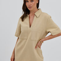 Tara Mini Dress Stone - FINAL SALE
