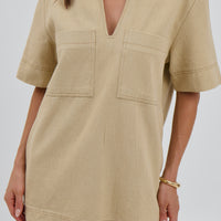 Tara Mini Dress Stone - FINAL SALE