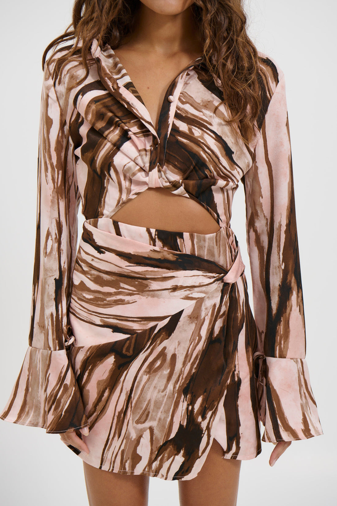 Casey Mini Dress Pink/Brown