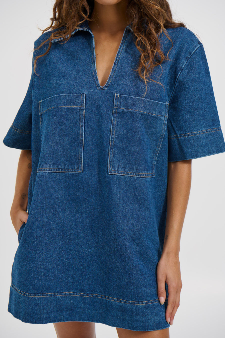 Tara Mini Dress Denim - FINAL SALE