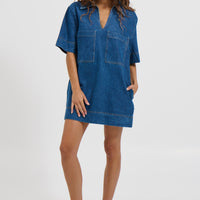 Tara Mini Dress Denim - FINAL SALE