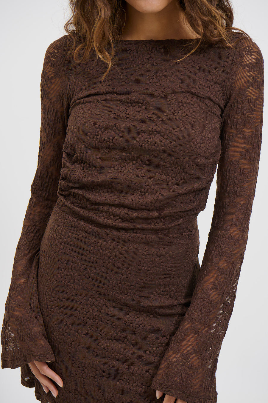 Moritz Lace Mini Dress Chocolate