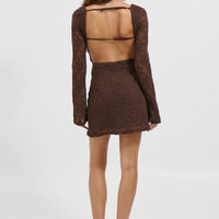 Moritz Lace Mini Dress Chocolate
