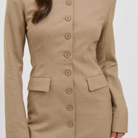 Cheri Mini Dress Tan Plaid
