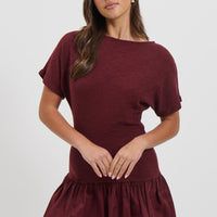 Shelly Mini Dress Wine