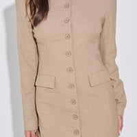 Cheri Mini Dress Tan Plaid