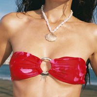 Macs Bandeau Bikini Top Red Floral