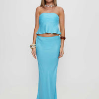 Lucelia Strapless Top Aqua