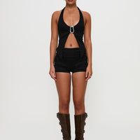 Moderna Halter Lace Top Black