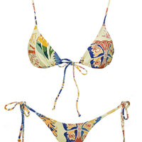 Alizzi Tie Front Triangle Bikini Top Multi