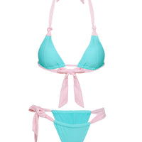 Angel Bay Triangle Bikini Top Turquoise / Pink