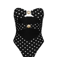 Bezique Strapless Cut Out One Piece Black / Polka Dot