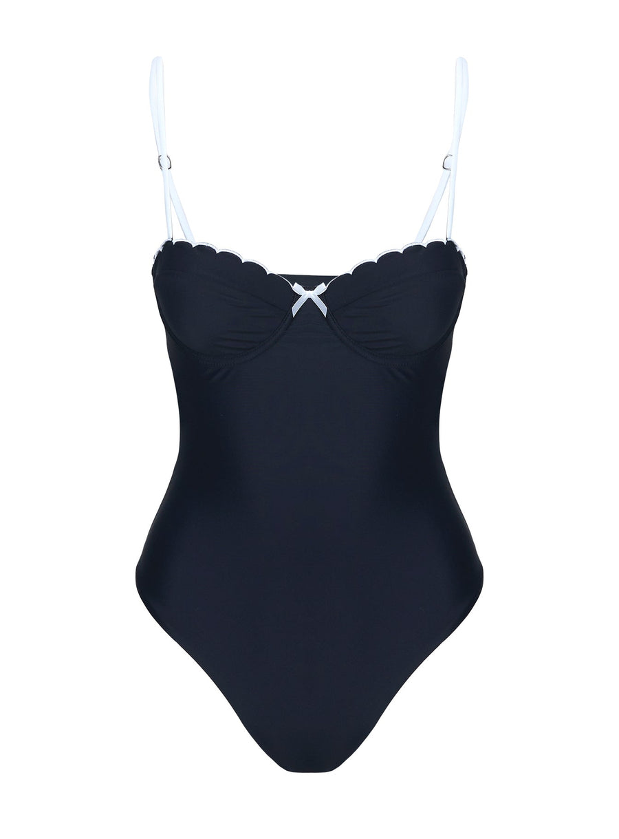 Claryssa Scallop One Piece Black