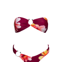 Candy High Cut Cheeky Bikini Bottoms Burgundy Floral