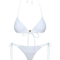Flounder Bead Detail Triangle Bikini Top White