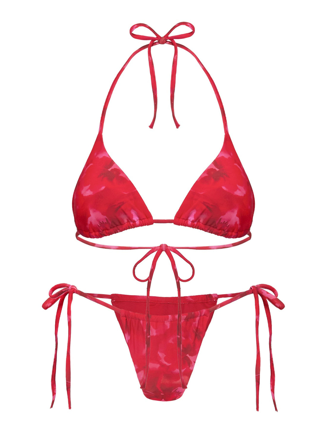 Jenner Tie Side Ruched Bikini Bottom Red Floral